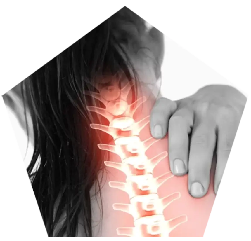 A patient experiencing neck pain requiring a migraine relief chiropractor.